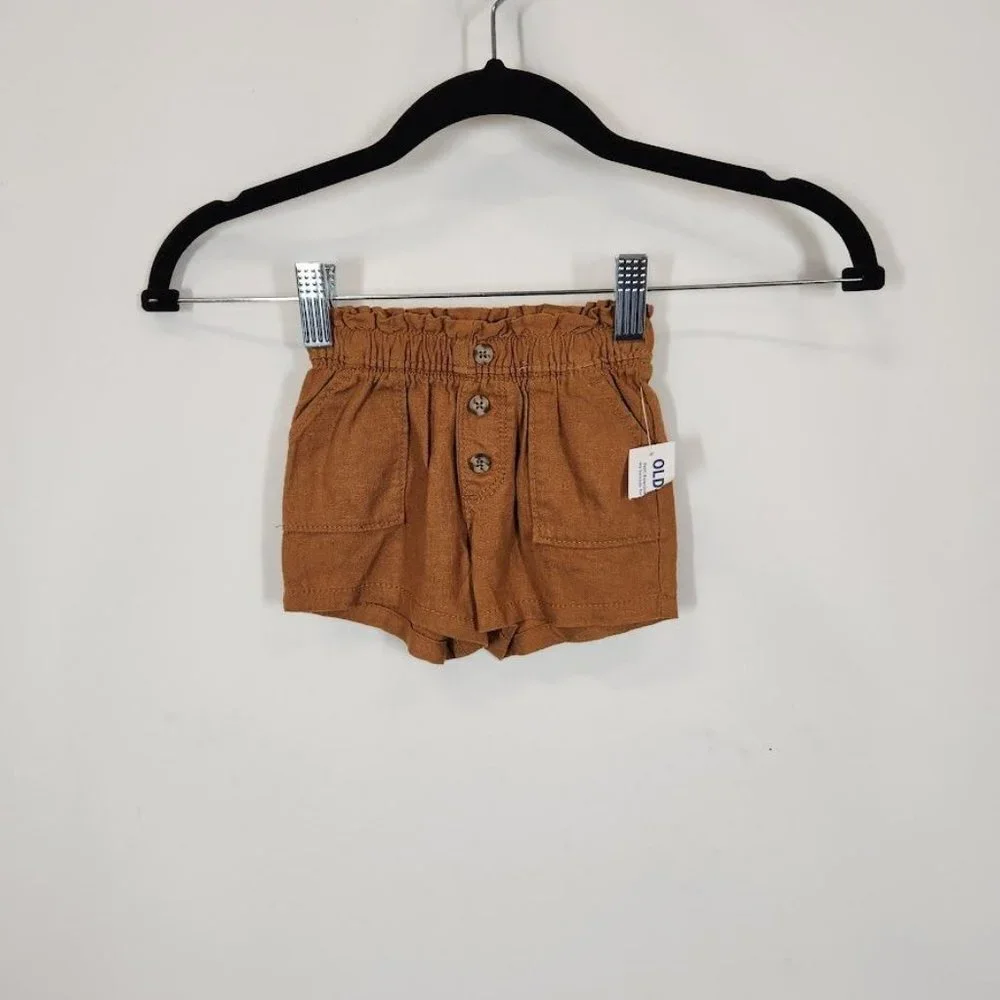 NEW Old Navy Baby girl‎ brown linen paper bag shorts Size 3-6 Months